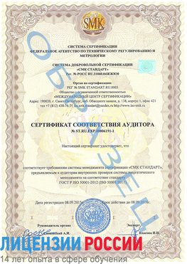 Образец сертификата соответствия аудитора №ST.RU.EXP.00006191-1 Геленджик Сертификат ISO 50001